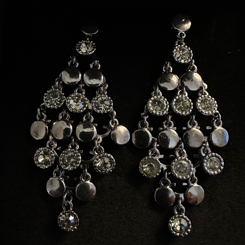 Metallic Gray Chandelier Earrings